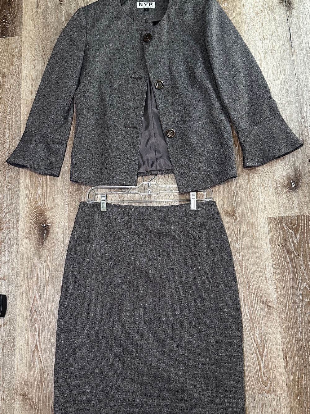 Vintage Office Brown Tailored Skirt Suit - Classic Office Set